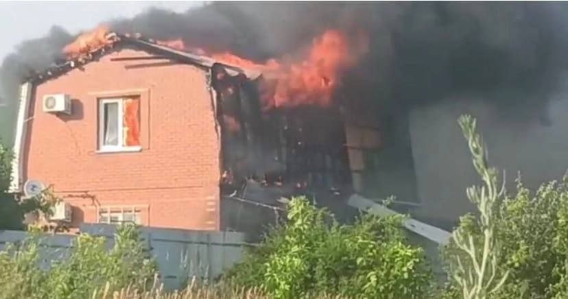 drone house fire Russia Taganrog