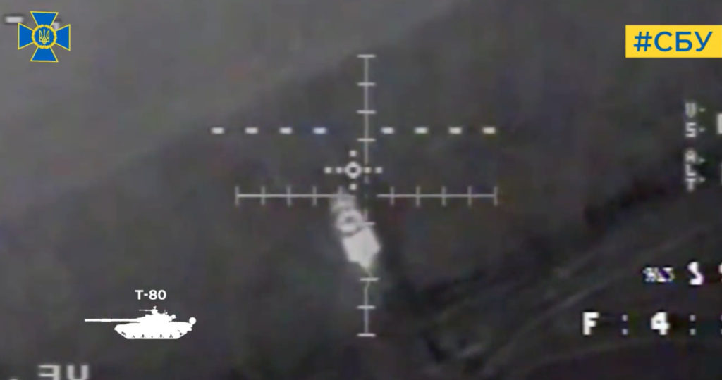 drone strikes ukraine russian tanks destroy footage