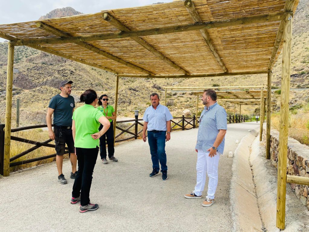 Shade for visitors to the Geoda crystal cave in Pulpi (Almeria)