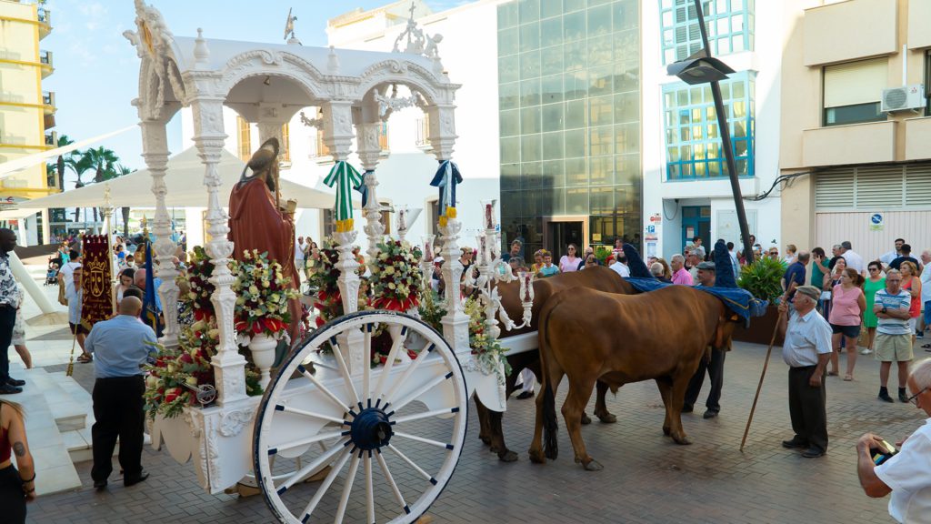 Oxcart journey for San Joaquin statue during the Garrucha (Almeria) fiestas