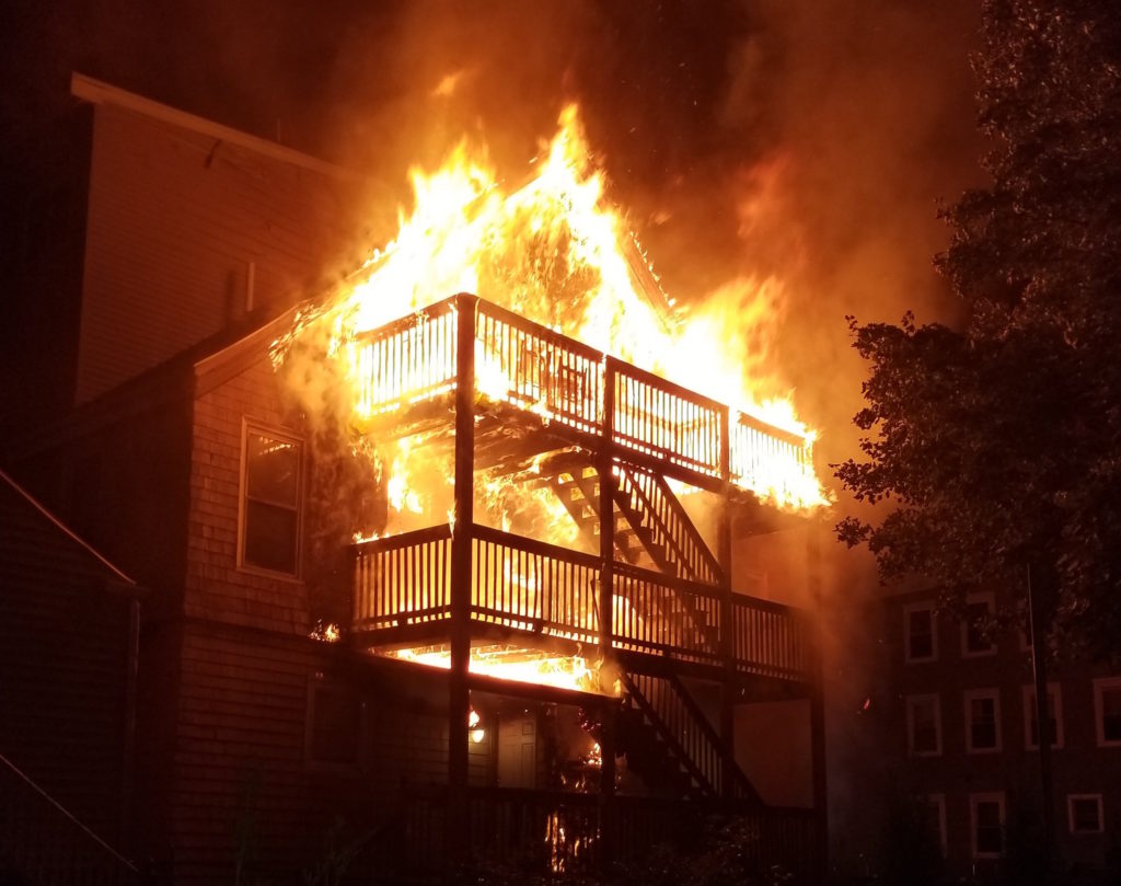 WATCH: Huge house fire in Chelsea Massachusetts leaves one firefighter injured