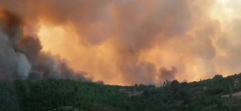 WATCH: Acts of arson declared after huge fires rages near roadside in Ourense's Verin in Spain's Galicia