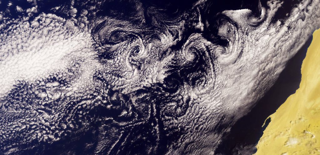 Spectacular Von Kármán vortices spotted southwest of the Canary Islands, Spain