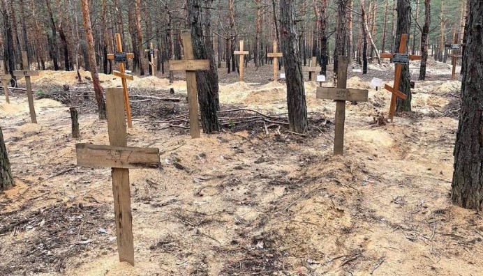 The Kremlin dismisses mass burial discoveries in Ukraine as 'lies'