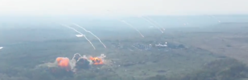 WATCH: Russian aviation unleash ODAB-500 thermobaric bombs on Ukraine positions