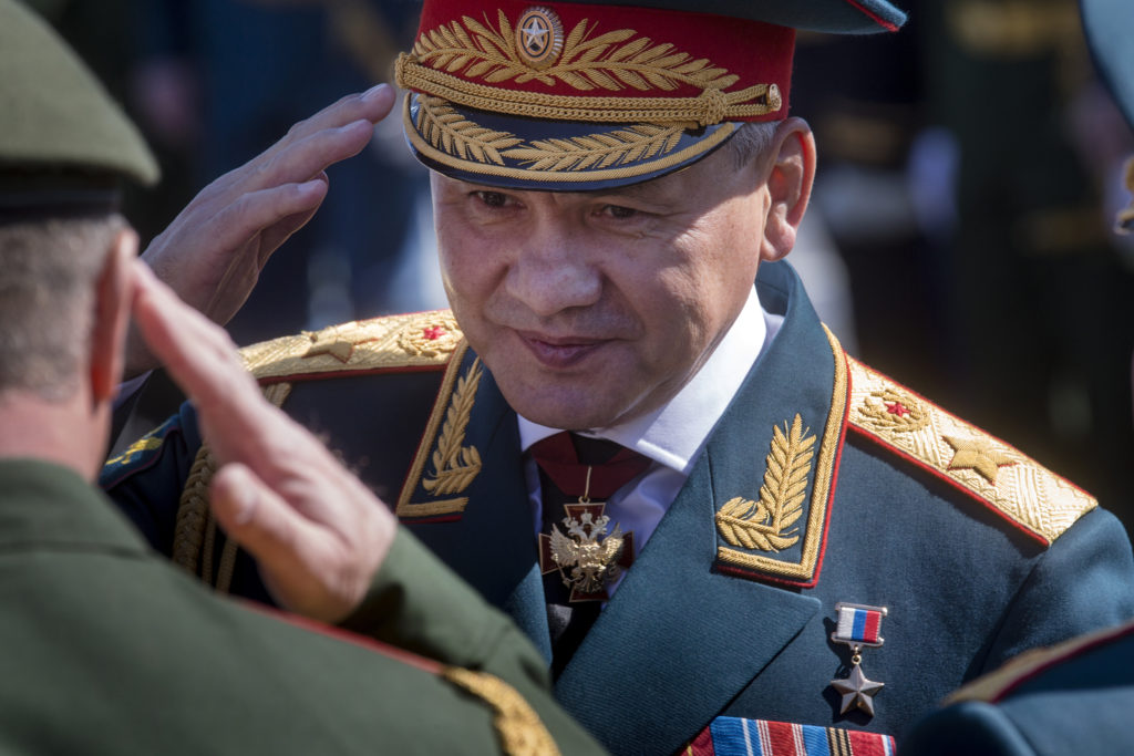 Russian Minister of Defence Sergei Shoigu visits troops on Ukrainian front line