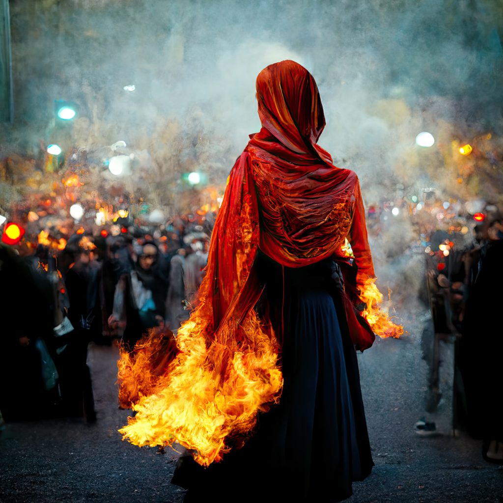 Image - burning hijab: Jason Grant/shutterstock