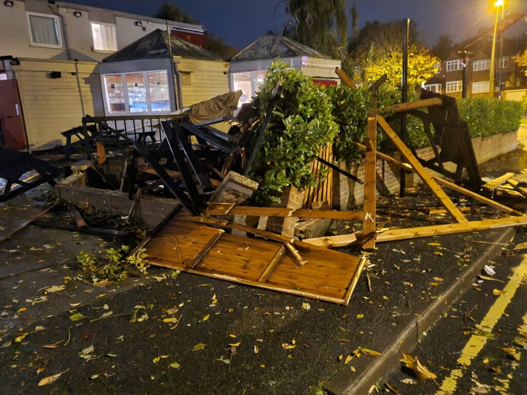 'Mini tornado' completely destroys UK pub beer garden as bonkers weather continues
