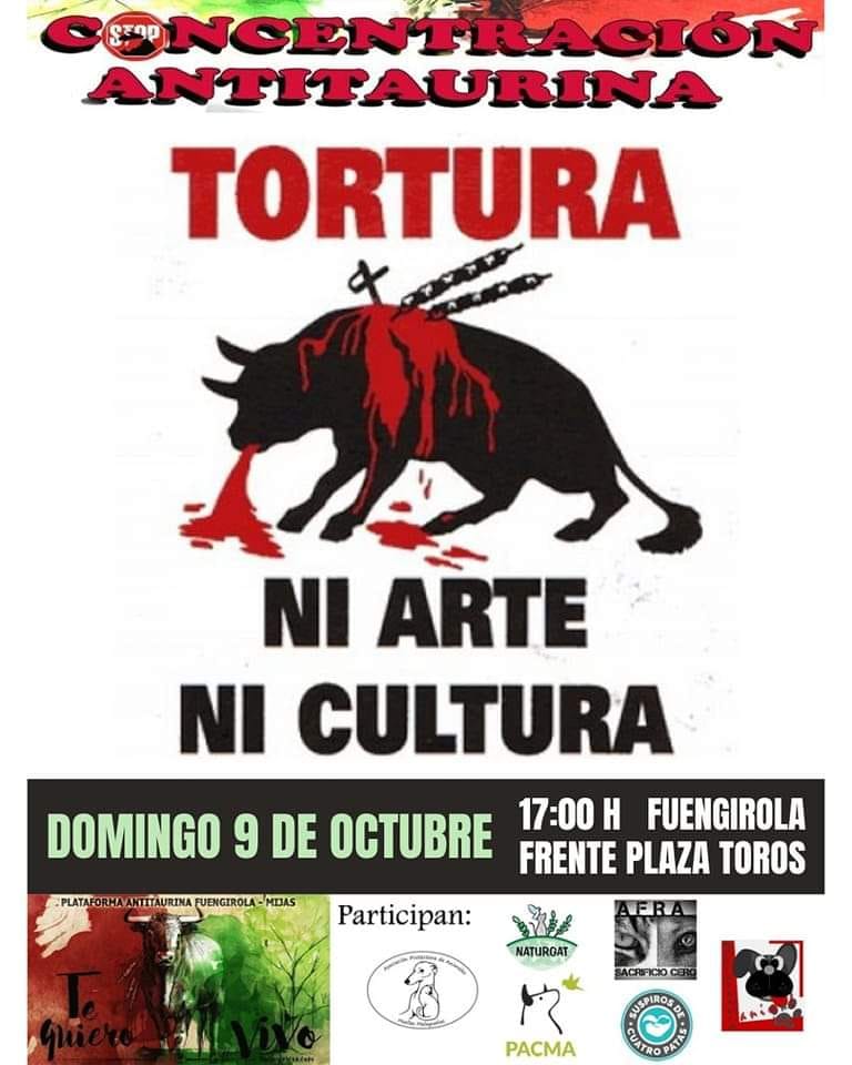 Manifestantes apasionados contra las corridas de toros en España tomarán una posición en Fuengirola de Málaga