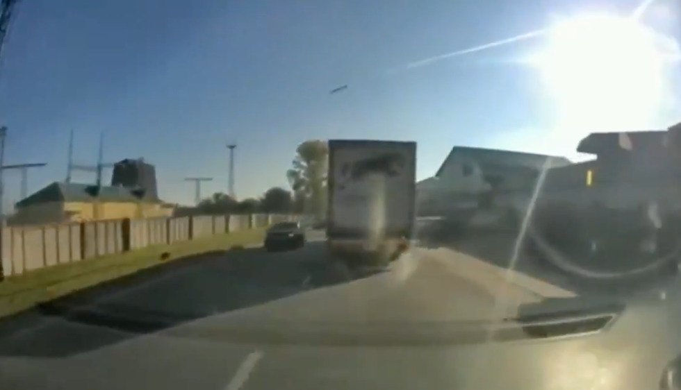 WATCH: Russian missile obliterates power substation in Lviv narrowly avoid multiple cars