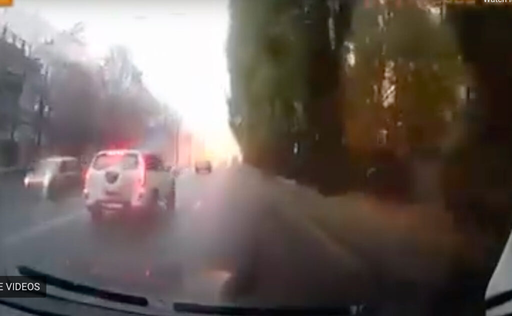 Terrifying moment Russian missile attack hits Dnipro, Ukraine caught on dashcam