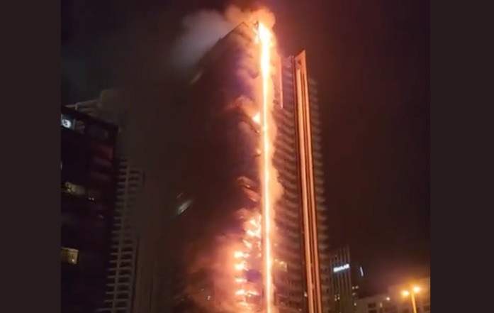 WATCH: MASSIVE fire at Emaar skyscraper in Dubai near Burj Khalifa