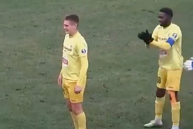 WATCH: Football match steward ruins romantic moment that nearly ends in a fight