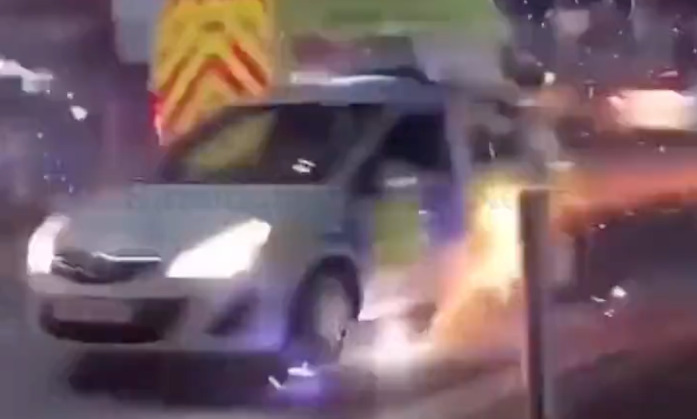 WATCH: Shocking footage shows police in the UK being attacked with fireworks
