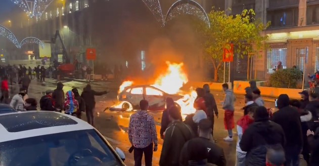 BREAKING: Rioting breaks out in Brussels during Morocco's World Cup win over Belgium