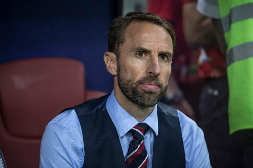 England manager Gareth Southgate sat on the bench.