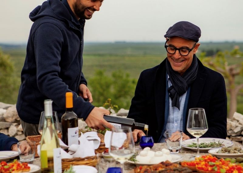 Stanley Tucci learns how to taste olive oil