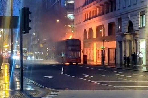 WATCH: Passengers flee as London double-decker bus catches fire