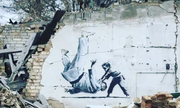 Ukraine issues stamps featuring Banksy mural during first year anniversary of Russian invasion