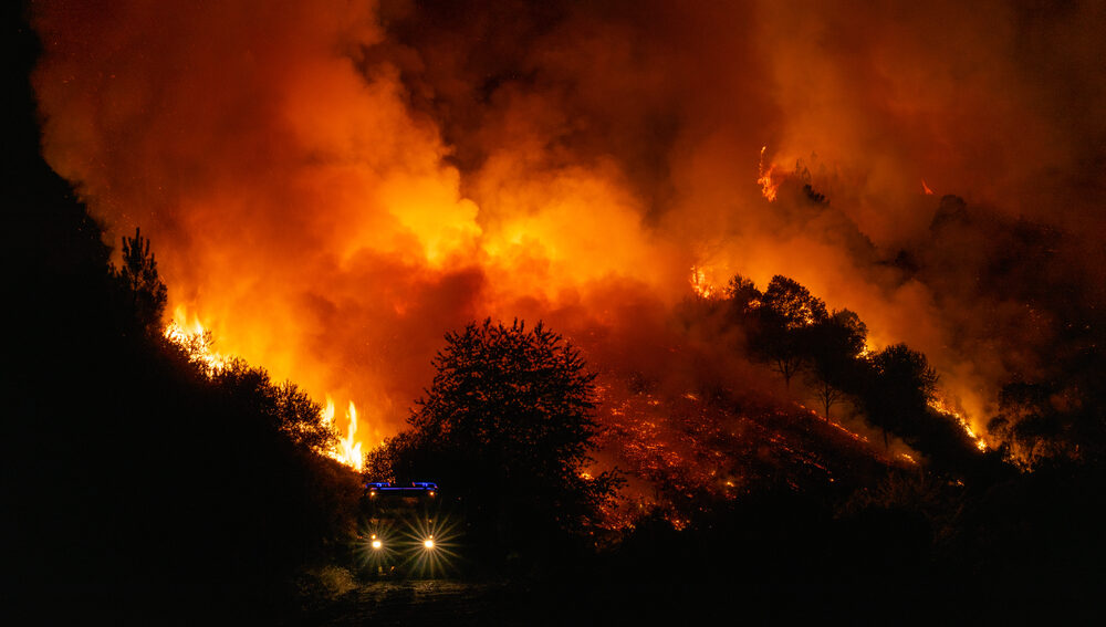 Image of forest fire in Spain's Asturias region.
