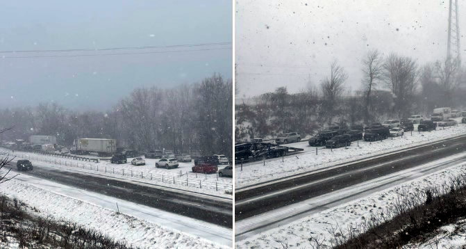 BREAKING: MAJOR traffic pileup involving at least 50 vehicles closes Michigan Interstate in both directions