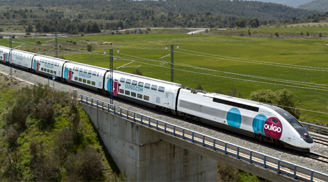 Image of an Ouigo high-speed train.