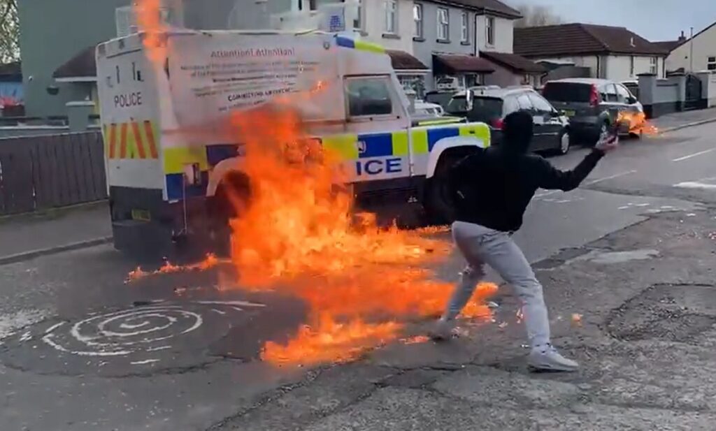 Petrol bombs thrown at police vehicle in Northern Ireland ahead of visit by US President Joe Biden  