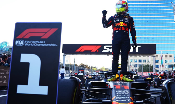 Red Bull's Sergio Perez wins the F1 season's first 'sprint' race at the Azerbaijan Grand Prix in Baku