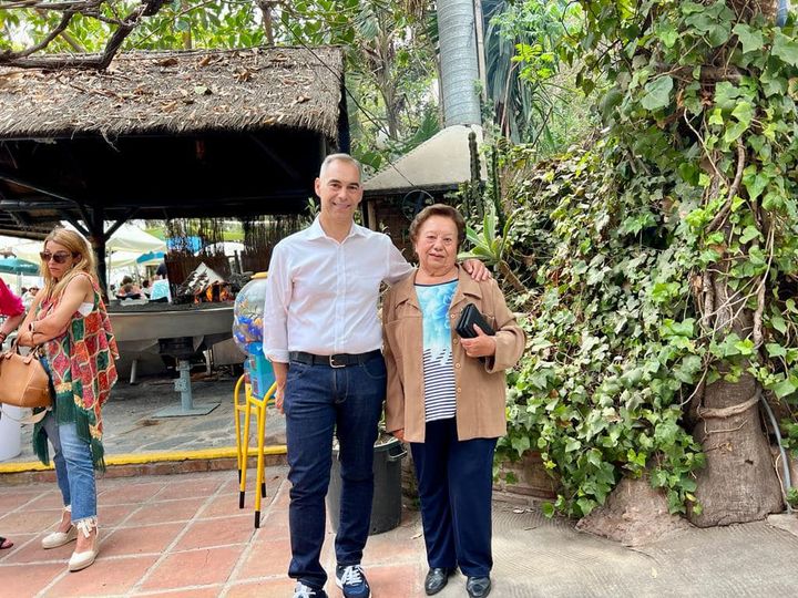 new mayor Juan Antonio Lara stands with his mother