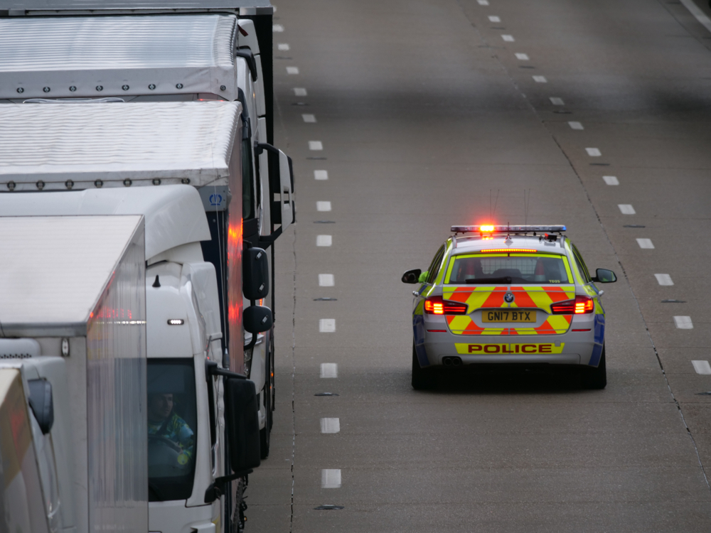 Police car on UK motorway