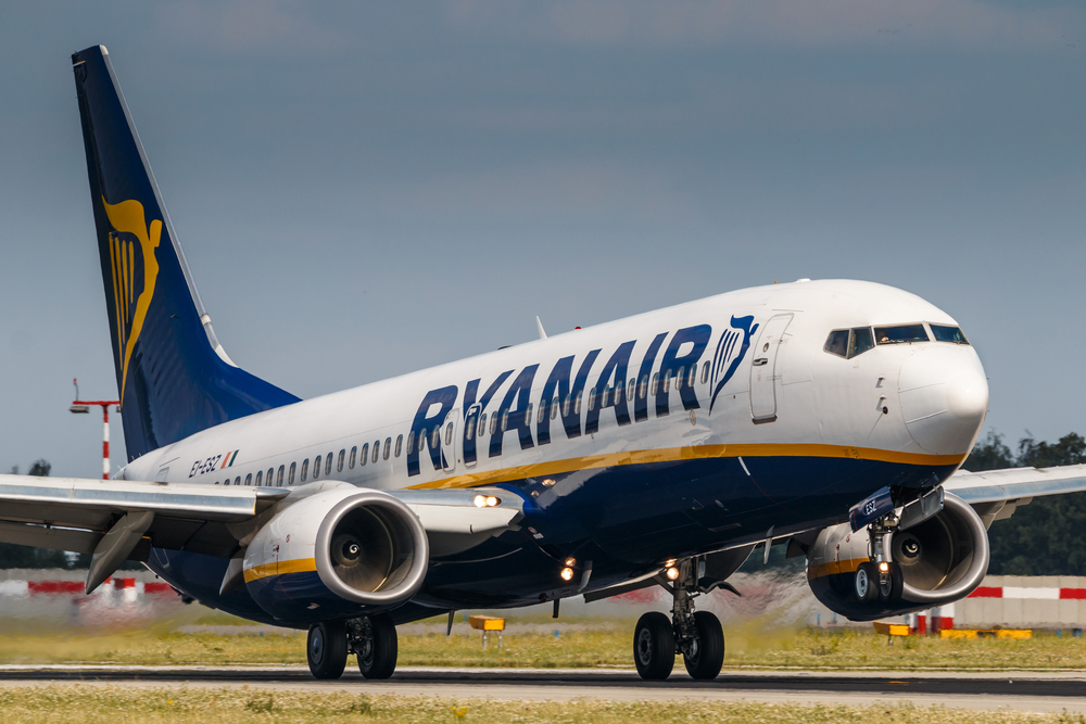 A Ryanair plane taking off