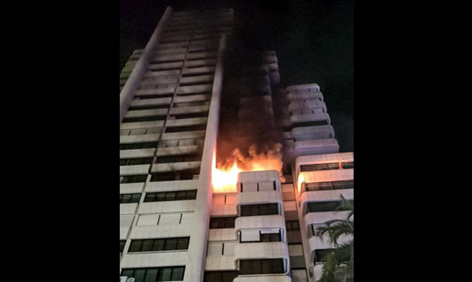 Image of a large fire in Benidorm, Alicante.