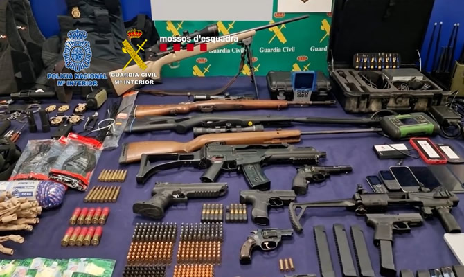 Image of items seized during Guardia Civil raids.