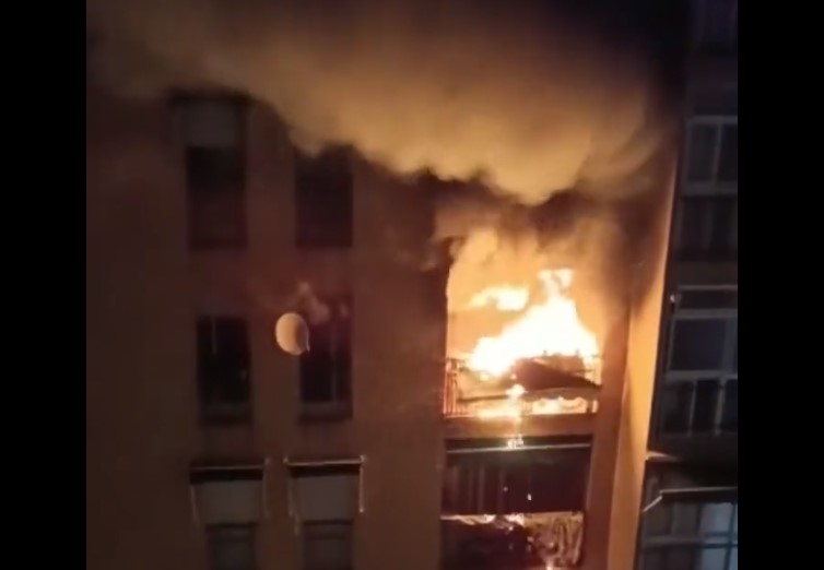 Photo of the apartment on fire