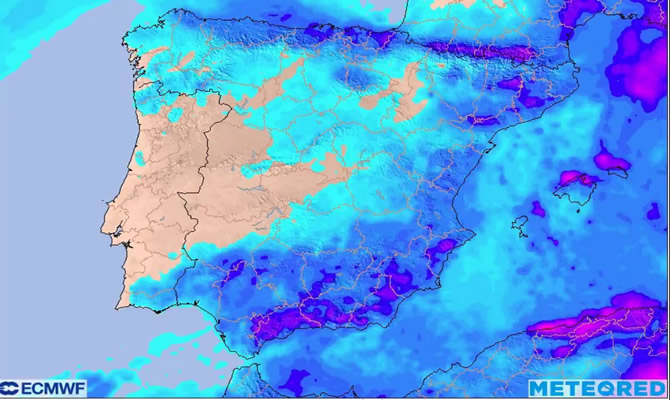 Image of the Meteored weather map for Spain.