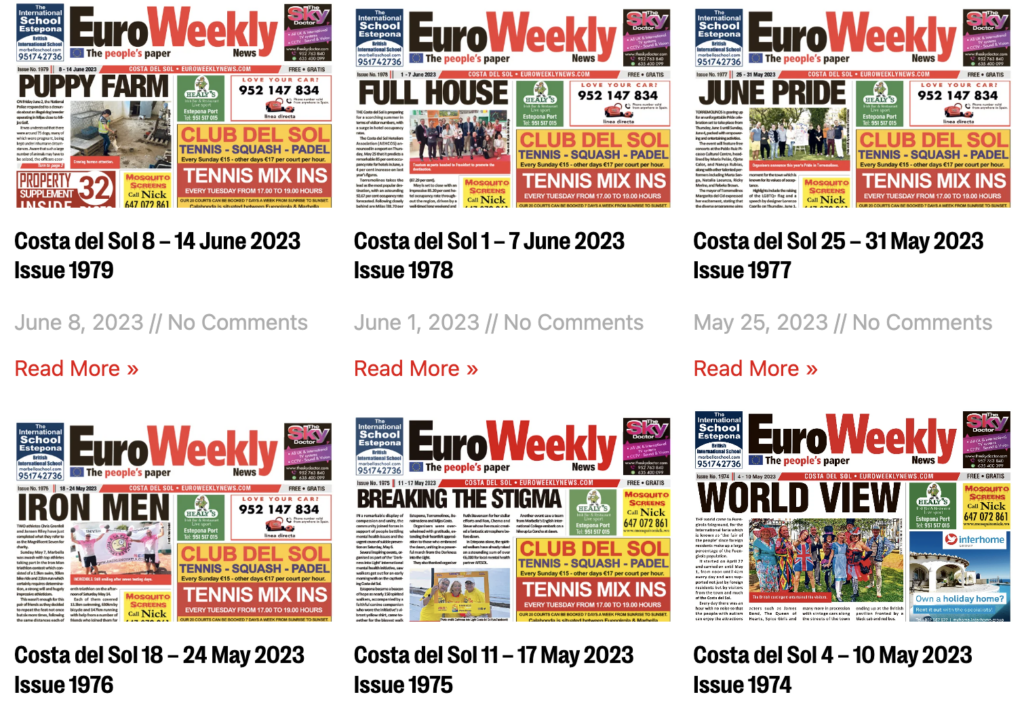 Examples of the online edition of the Euroweekly news