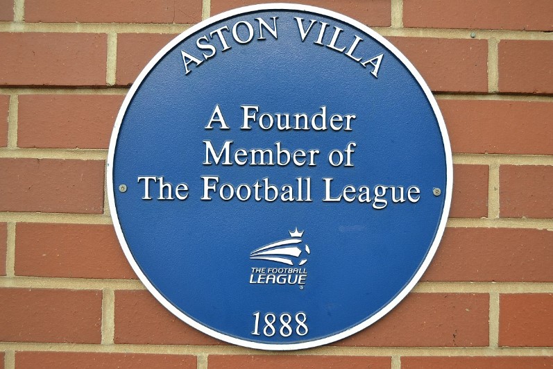 Image of plaque on wall at Aston Villa FC.