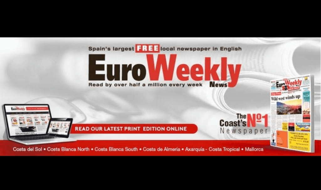 A laptop and the newspaper with the Euro Weekly News logo
