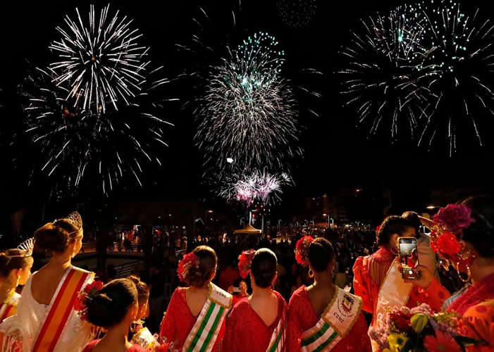 Image of fireworks on the opening night of Marbella's San Bernabe Fair 2023.