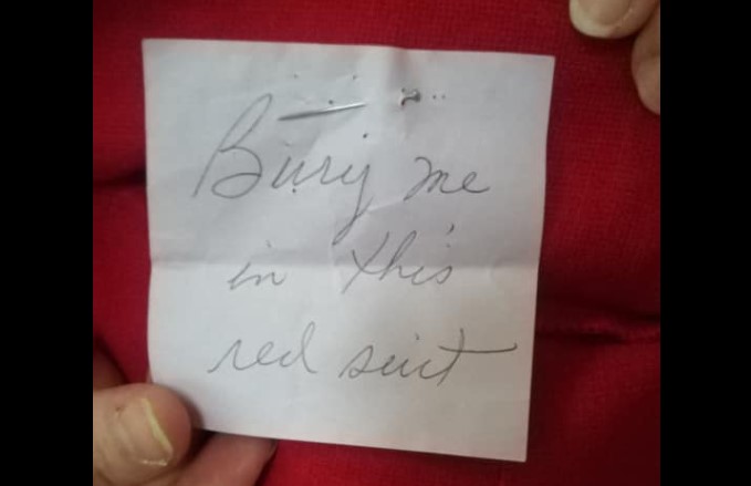 Note found in charity shop blazer