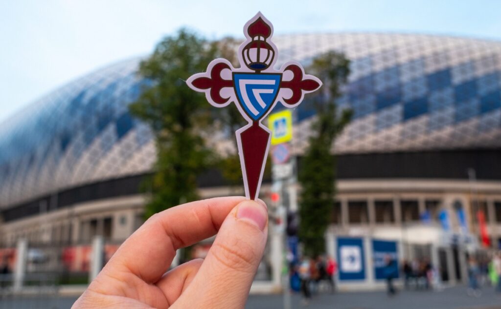 Celta Vigo badge pictured outside of the staidum