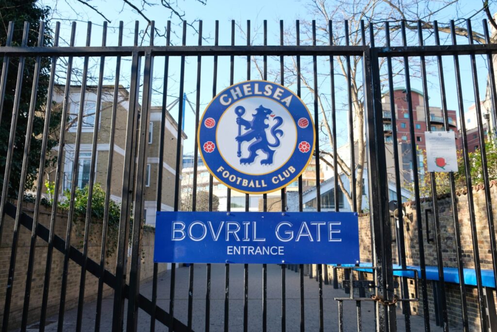 The entrance to Chelsea's stadium, Stamford Bridge.