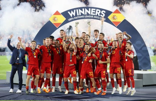 Image of the Spanish football team winning the UEFA Nations League.