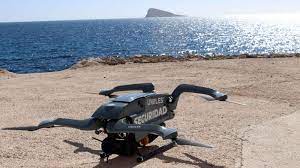 A drone in Benidorm overlooking Peacock Island