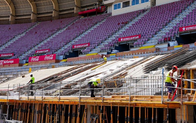 Workers in Son Moix stadium Mallorca