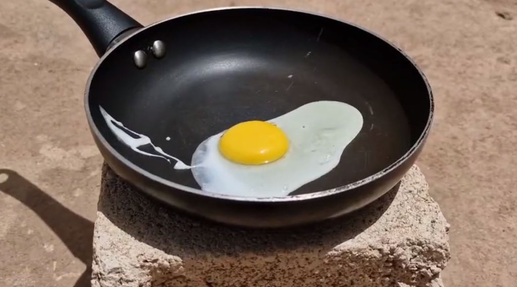 It's so hot you could fry an egg on the sidewalk