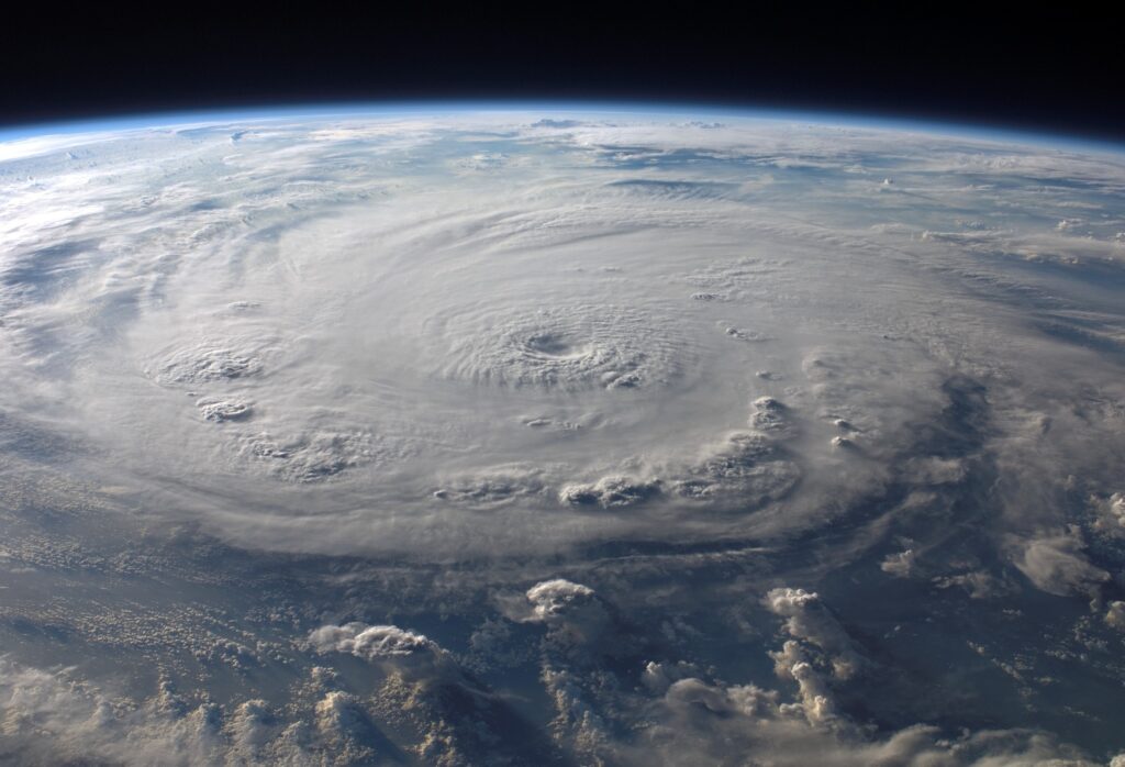 image of a storm forming above the earth