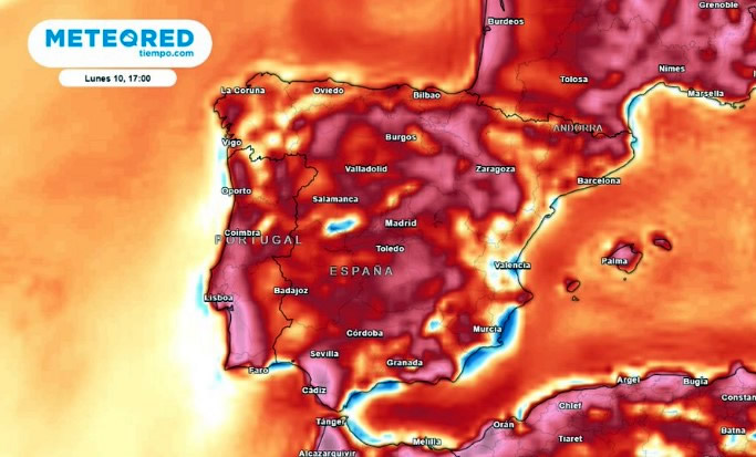Image of Meteored weather map for Spain.