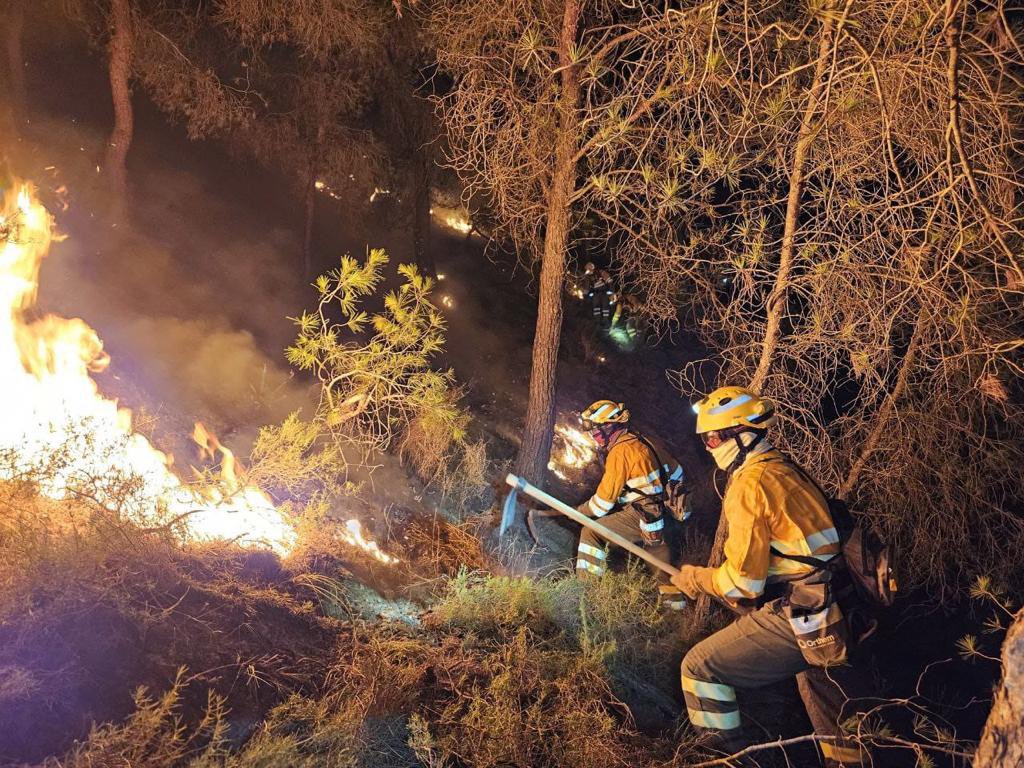 fire fighters fighting blaze in Murcia