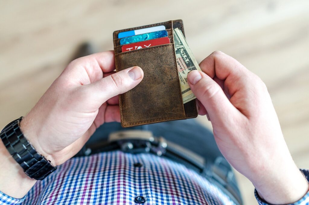 Man opening a wallet